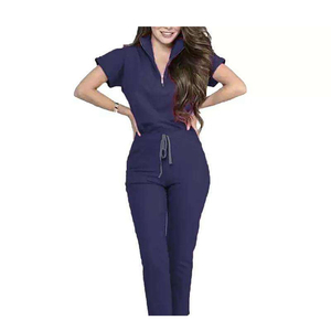 Logotipo personalizado al por mayor de las mujeres más tamaño tejido Scrub Suit Hospital enfermera Scrub Sets uniforme médico - Product Image 5