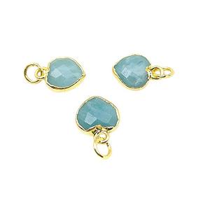 Amazonite <b>Heart</b> <b>Pendant</b> Copper Electroplated <b>Gold</b> Plating Natural Gemstone Charm DIY Making Silver Diamond Findings Wholesale - Product Image 1