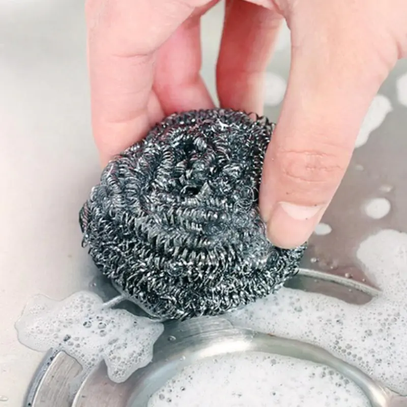 Mutfak ve pot temizleme paslanmaz çelik tel scourer metal yıkayıcı, viski-brite paslanmaz çelik Scrubbers