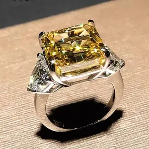 Anillo de Diamante Moissanita Amarillo de 10 Quilates en Oro Blanco de 14 Quilates, Joyería Fina Personalizada por el Fabricante, Anillo de Compromiso y Boda, Envío Directo, Regalo - Product Image 2