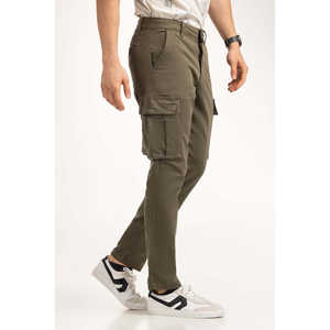 Pantalon droit pour homme, taille XL, MN-TRC-SS25-004, en coton tissé et élasthanne, couleur foncée, motif brodé, fermeture éclair, pantalon crayon - Product Image 4