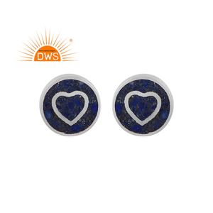 Boucles d'oreilles en Lapis Lazuli naturel en argent sterling fin de conception faite à la main fabricant de bijoux - Product Image 1