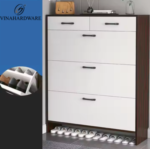 Vinahardware Hot Sale <b>Modern</b> Foldable <b>Shoe</b> Bench MDF Wooden Entryway <b>Shoe</b> <b>Cabinet</b> Storage with Storage Drawer Metal Material - Product Image 1