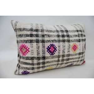 Almohada Ikat de lana púrpura, cojín tejido bordado Floral Vintage de 16x24 pulgadas para sofá y uso decorativo en el hogar - Product Image 2