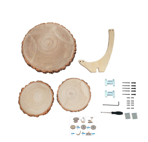 Support à fromage en bois à 3 niveaux, design en forme de tour, bois naturel, tranche rustique, centre de table pour cupcakes avec outils de montage - Product Image 4