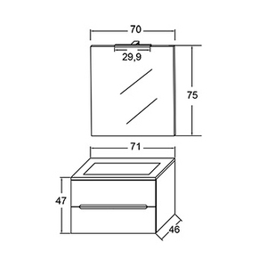 Talia Line 70 CM Armoire suspendue Ensembles de bain Produit - Product Image 4