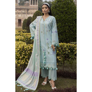 Conjunto de traje de 3 piezas bordado para mujer con dupatta estampada con efecto lacado DN-62008 - Product Image 4