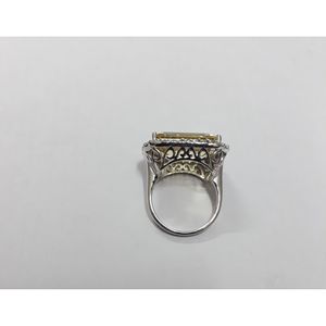 Shah Gems Women's <b>925</b> Sterling <b>Silver</b> Solitaire <b>Ring</b> Natural Smoky Quartz White Topaz Emerald Cut Rhodium Plating Everyday Wear - Product Image 5