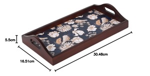 Bandeja decorativa de madera impresa Bandeja de mesa hecha a mano para aperitivos de té y decoración Bandeja de madera de diseñador hecha a mano a precio barato - Product Image 5