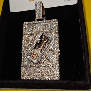 จี้ชุบทอง14K สีเหลือง4.30Ct ตัดจริง CVD ปรับแต่งชื่อได้เครื่องประดับเงินสเตอร์ลิงประดับเพชรลวดลายตัวอักษร - Product Image 1