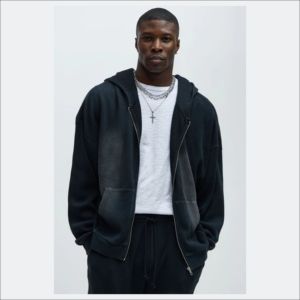 Haute Qualité Goutte D'épaule Soleil Fade Hoodies De Luxe Blancs Logo Personnalisé Patch Applique Brodé Vintage Wash Sun Fade Hoodies - Product Image 4