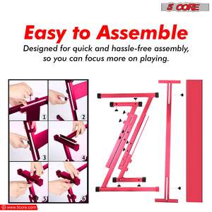 5 Core Keyboard Stand Piano <b>Bench</b> Combo Adjustable Key Board Stands 2" Padded Musician Chair Set - Product Image 5