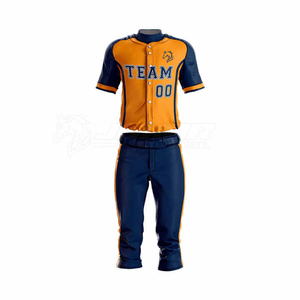 Uniforme de baseball personnalisé pour hommes, orange marine, manches courtes, boutons sur le devant, maillot d'équipe avec pantalon, tissu respirant, vêtements pour toutes les saisons - Product Image 3