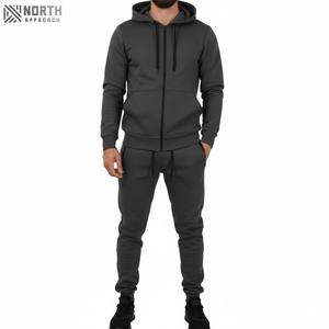 Transpirable invierno personalizado profesional de alta calidad al por mayor hombres chándal capucha chándal cremallera Sudadera con capucha pantalón 2 Set 100% - Product Image 1