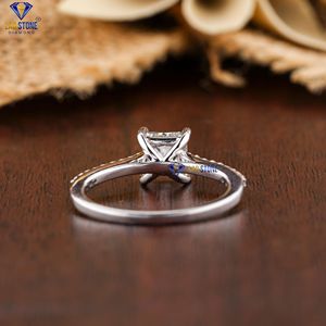 1,21 TDW Princess & Round Brilliant Cut Diamond Ring 18K Oro Blanco | Pave Setting | Cvd/Hpht Diamond Lab Stone - Product Image 4
