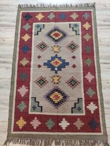 Design créatif fait à la main Design moderne tapis imprimé de l'Inde couleur rouge jaune tapis Kilim décoratif - Product Image 2