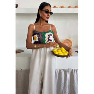 Jumpsuit Bohemio de Lino Jasmin Szneli 1280-08, Diseño Transpirable de Cintura Alta - Product Image 2