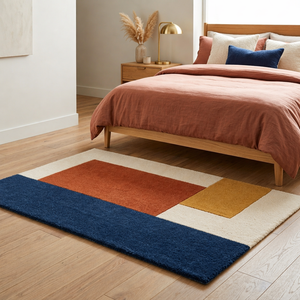 Alfombra Moderna de Lana/Seda con Diseño Geométrico Abstracto, Hecha a Mano, Ecológica, Apta para Mascotas, Multicolor, Contemporánea, para Oración - Product Image 5