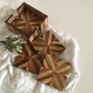 Meilleures ventes Ensemble de sous-verres en bois professionnel écologique de 6 pièces fabriqué à la main classique personnalisé de luxe Tapis de boissons personnalisé - Product Image 4