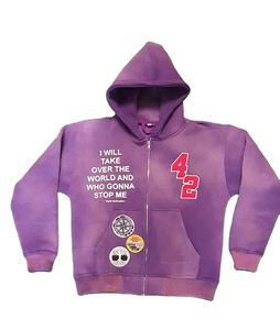 Sudaderas con capucha de manga larga para hombre de último diseño, sudaderas de invierno transpirables con cremallera, moda fácil, patrón de estampado sólido, tela teñida lisa - Product Image 1