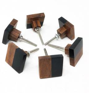 Boutons de commode en résine acrylique Lucite en bois d'acacia faits à la main poignées de meubles de qualité pour la maison et la cuisine décor de tiroir haute utilisation - Product Image 1