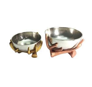 Cuenco de acero inoxidable de la mejor calidad, cuencos de forma redonda, diseño de hoja de latón, Base de latón para hoteles, restaurantes y decoración de eventos - Product Image 2