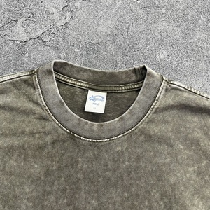 Vente en gros T-Shirt homme lourd vintage teint uni qualité supérieure personnalisé DTG sérigraphie Streetwear coupe régulière à épaules tombantes - Product Image 2