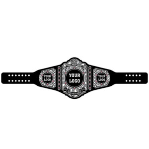 Ceinture de championnat de lutte personnalisée noire avec plaque dorée en métal, espace pour logo personnalisé, équipement sportif personnalisable - Product Image 3