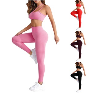 Conjunto de Yoga Personalizado para Mujer, Otoño, Sin Costuras, Transpirable, Cómodo, Sujetador Deportivo, Leggings Ligeros con Estampado - Product Image 5