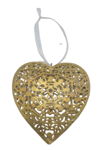 Cœur en métal décoratif fait à la main, en fer, à suspendre, couleur or rouillé, en forme de cœur, pour la décoration murale, artisanat - Product Image 3