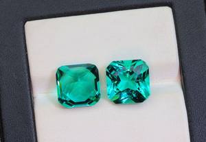 Esmeralda colombiana Piedra preciosa Esmeralda Par 10mm Forma cuadrada Laboratorio Creado Corte facetado Esmeralda colombiana Piedra de vidrio sintético - Product Image 6