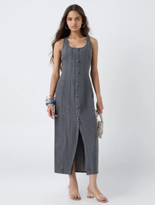 Vestido acampanado de mezclilla gris LOV - Product Image 2