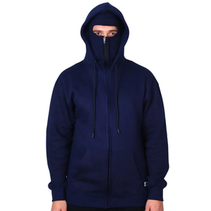 Streetwear cagoule à capuche pour adulte poids lourd pleine fermeture éclair couleur bleu marine extérieur cagoule sweat à capuche - Product Image 1