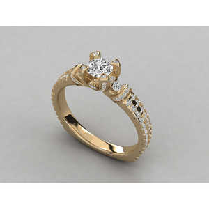 Bague géométrique en or 10 carats avec diamant ovale solitaire de laboratoire et grappe de diamants - Certifiée IGI pour fiançailles - Product Image 6