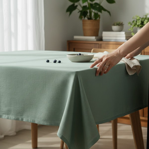 Soft Cotton Solid Luxury <b>Tablecloth</b> 140x180cm Eco Friendly Durable Premium Quality Fabric Farmhouse Dining Rustic Wedding - Product Image 1