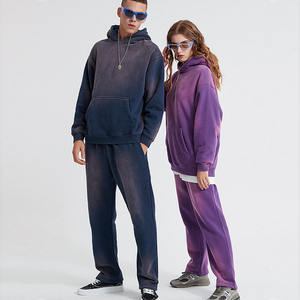 Survêtement à manches longues pour hommes, respirant à capuche, ensembles d'entraînement sportif, couleur unie, hiver, imprimé, 100% coton - Product Image 6