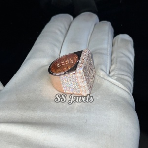 <b>Men's</b> Iced Baguette Champion <b>Ring</b> Original 925 <b>Silver</b> Rapper <b>Men</b> Bustdown Hip Hop <b>Ring</b> Passes Diamond Tester VVS Fine <b>Rings</b> - Product Image 3