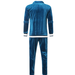 Ensemble de survêtements en velours personnalisés Oem Concevez votre propre costume de jogging deux pièces en nylon avec fermeture éclair survêtements en velours pour hommes Nouveau - Product Image 3