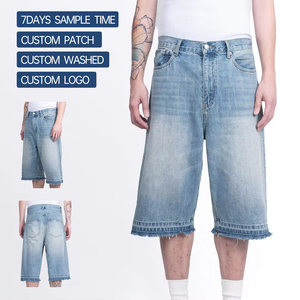 OEM Pantalon court classique délavé personnalisé été décontracté Vintage mode ample Baggy Denim Jorts Jeans Shorts hommes - Product Image 1