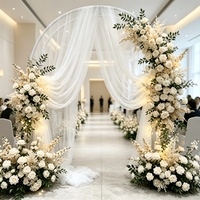 Voilage de plafond élégant en mousseline rose, rideau transparent pour réception de mariage et décoration de salle événementielle – Vente en gros