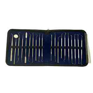 Kit complet d'instruments chirurgicaux dentaires en acier inoxydable manuel de qualité supérieure, 20 pièces, avec étui en cuir PU - Product Image 1