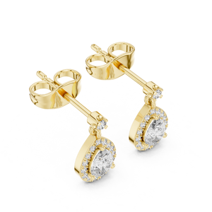 Boucles d'oreilles élégantes en diamant en forme de ronde et de poire cultivées en laboratoire en or massif 10K/14K/18K Conception personnalisée pour femmes disponible en gros - Product Image 2