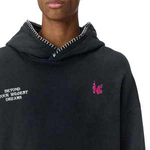 เสื้อฮู้ดขนเป็ดไซส์ใหญ่พิเศษปักโลโก้ได้ตามต้องการ100% ผ้าฝ้ายฟอกสีสไตล์สตรีทแบบสวมหัว - Product Image 2