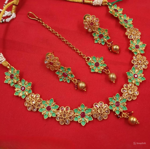 INDIAN TRADITIONAL and FASHIONABLE COPPER JEWELLERY BRIDAL <b>WEDDING</b> JEWELLERY <b>SET</b> for WOMEN EARRINGS and <b>NECKLACE</b> <b>SET</b> - Product Image 1