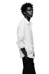 Chemises texturées à col long et manches longues en mélange de coton et de lin de qualité supérieure pour hommes - Product Image 5