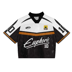 Jersey de fútbol retro personalizado de fábrica, ropa de fútbol americano de gran tamaño, ropa de calle de malla de poliéster, Jersey recortado para hombres - Product Image 5