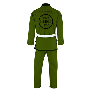 Uniforme vert personnalisé BJJ Gi pour hommes 450gsm coton brésilien Jiu Jitsu Kimono respirant ensemble d'entraînement d'arts martiaux - Product Image 6