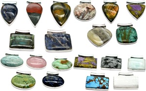 Wholesale Lot of Adjustable Silver Plated Gemstone <b>Costume</b> <b>Rings</b> Vintage Statement Vintage Gemstone Fashion Pendant Necklaces - Product Image 3