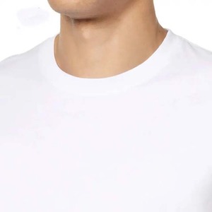 Camisetas de hombre de color blanco de manga corta de cuello alto bordado impreso diseño de logotipo ropa de verano 100% algodón liso camisetas de gran tamaño - Product Image 5