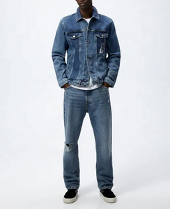 Chaquetas Vaqueras de Mezclilla Estilo Vintage para Hombre al por Mayor, con Cuello Alto, Forro de Piel Sintética y Acabado Lavado al Ácido - Product Image 5